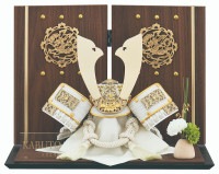 2024年 宝童新作 コンパクト 五月人形 兜飾り 平飾り 中鍬兜(グレー) 8号