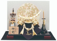 2024年 宝童新作 コンパクト 五月人形 兜飾り 平飾り 金盛伊達兜 8号