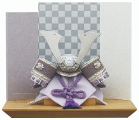 2024年 宝童新作 コンパクト 五月人形 兜飾り 平飾り 白銀紫中鍬兜 8号