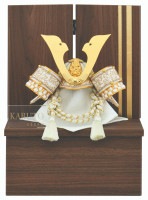 2024年 宝童新作 コンパクト 五月人形 兜飾り 収納飾り 白金中鍬兜 7号