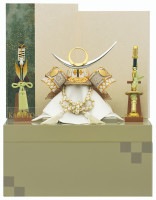 2024年 宝童新作 コンパクト 五月人形 兜飾り 収納飾り 白金上杉兜(緑) 5号