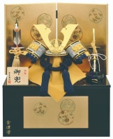 2024年 宝童新作 コンパクト 五月人形 兜飾り 収納飾り 紺糸中鍬兜 5号