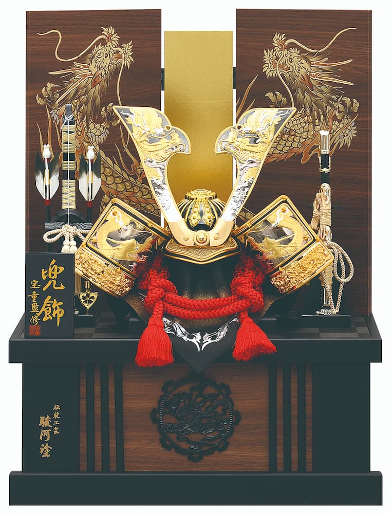 【展示品限り】五月人形　兜　鍬形　収納飾り　※閉店セール　S48 五月人形】8号 紺碧之謙信 兜収納飾り〈皇宸作〉[235-032] | 五