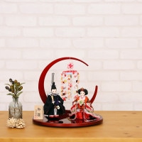 雛人形 親王飾り 平安ひひな 柳親王つるし飾り付き 赤  横幅35cm