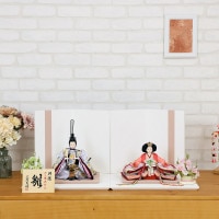 雛人形 うるはし雛 三五親王 親王飾り 赤 紺 黒 ピンク 紫 白屏風 横幅75cm