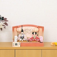 雛人形 親王飾り ひひな 柳親王 水色 ピンク 刺繍ピンク屏風 ティピシリーズ 横幅35cm