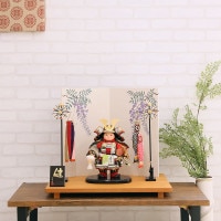 五月人形 工房天祥 健オリジナル ミニ健ちゃん 鎧着 藤の花屏風セット 横幅58cm 武者人形 子供大将