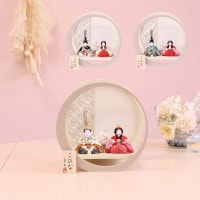 木目込み雛人形 マール 親王飾り 三日月型白色 白木風屏風 横幅30cm ティピシリーズ