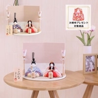 木目込み雛人形 親王飾り マール ピンク白色屏風 横幅27cm ティピシリーズ