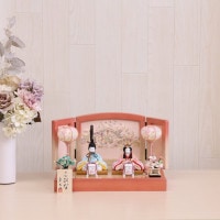 選べる2種 雛人形 コンパクト ひな人形 木目込み雛人形 親王飾り こひな 三曲刺繍ピンク屏風 かわいい 木目込みひな人形 小さい お祝い 初節句 ひな祭り 桃の節句 ティピシリーズ