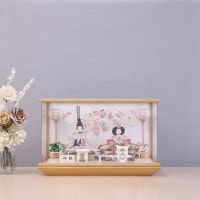 雛人形 ひな人形 ケース入り ケース飾り コンパクト 親王飾り 小芥子親王 かわいい おしゃれ モダン インテリア 小さい 横幅50cm ベージュ ピンク 白 赤 紺 お祝い 初節句 ひな祭り 桃の節句