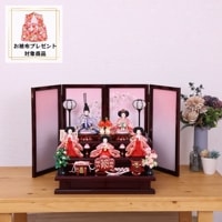 雛人形 ひな人形 五人飾り 小芥子親王柳官女 はるる  三段囲み屏風 ピンク 紫 パステルカラー おしゃれ かわいい インテリア 初節句 お祝い 桃の節句 ひな祭り