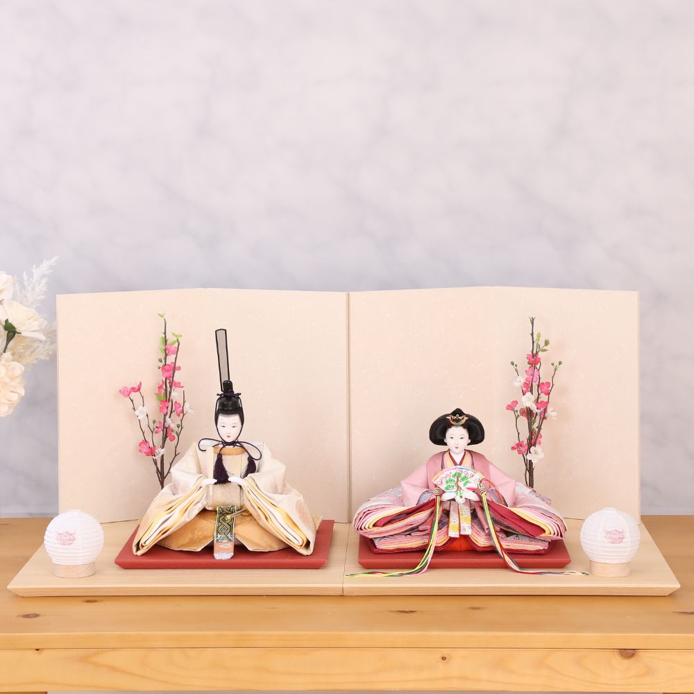 雛人形　パステルカラー　ひな祭り ちりめん細工 つまみ細工のうさ雛人形（大）パステルフラワー - cham charm