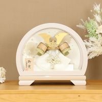 五月人形 コンパクト ケース飾り兜 ドーム型 丸形 ケース入り兜 7号兜 木目調兜 グリーン パステルカラー 人気 兜 7号兜 横幅36cm おしゃれ モダン インテリア かっこいい ベージュ モカ系 緑 ゴールド 金 初節句 お祝い 男の子 端午の節句 こどもの日