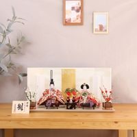 雛人形 ひな人形 うるはし雛 小三五親王飾り 京都金襴織物 おしゃれ モダン インテリア 朱赤 グリーン 金 初節句 女の子 お祝い 桃の節句 ひな祭り