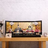 雛人形 ひな人形 親王飾り 新古今雛 三五親王 高級雛人形 正絹帯 工房天祥オリジナル 濃緑　黒唐草三ツ向蝶 初節句 お祝い ひな祭り 桃の節句