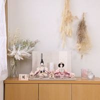 雛人形 コンパクト ひな人形 親王飾り 小芥子親王 和紙屏風 かわいい おしゃれ モダン インテリア ひな人形 小さい 横幅42cm  グレージュ モカ ベージュ  お祝い 初節句 ひな祭り 桃の節句 灯りシリーズ