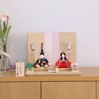 雛人形 木目込み マール 親王飾り ピンクかのこ 木目ナチュラル ティピシリーズ 横幅30cm