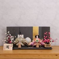 雛人形 ひな人形 新古今雛 高級雛人形 名古屋帯仕立て 工房天祥オリジナル 小三五親王飾り 正絹帯 ベージュ 黒 初節句 お祝い ひな祭り 桃の節句