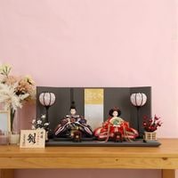 雛人形 ひな人形 うるはし雛 小三五親王 親王飾り おしゃれ モダン インテリア 流糸黒屏風 横幅60cm 赤 紺 初節句 女の子 お祝い 桃の節句 ひな祭り