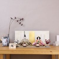 雛人形 ひな人形 新古今雛 高級雛人形 名古屋帯仕立て 工房天祥オリジナル 小三五親王飾り 正絹帯 ベージュ 金 初節句 お祝い ひな祭り 桃の節句