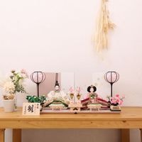 雛人形 ひな人形 親王飾り 三五親王 愛ぐし 正絹 丹後ちりめん グリーン ピンク 金銀箔押し桜屏風 かわいい おしゃれ モダン インテリア 北欧風 高級雛人形 初節句 お祝い 桃の節句 ひな祭り