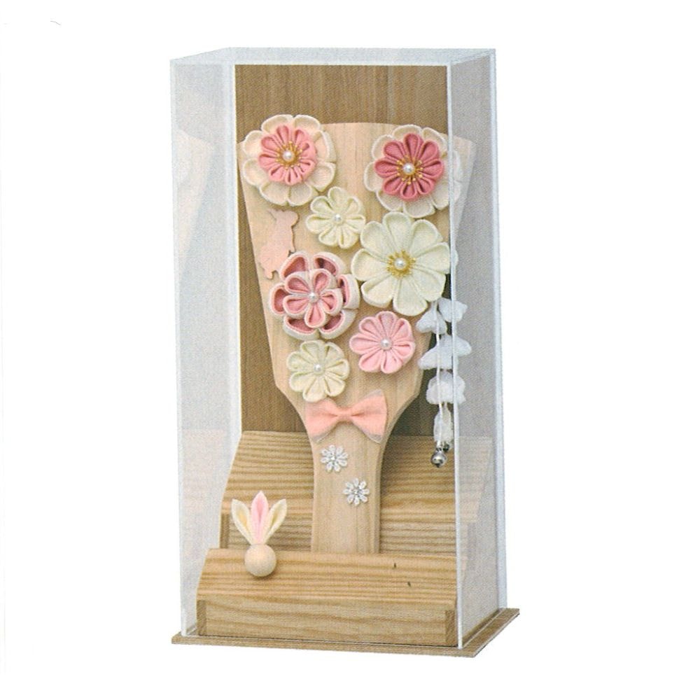 羽子板 宝童作 アクリルケース 羽子板飾り あやか (ナチュラル) 7号 白木リボン