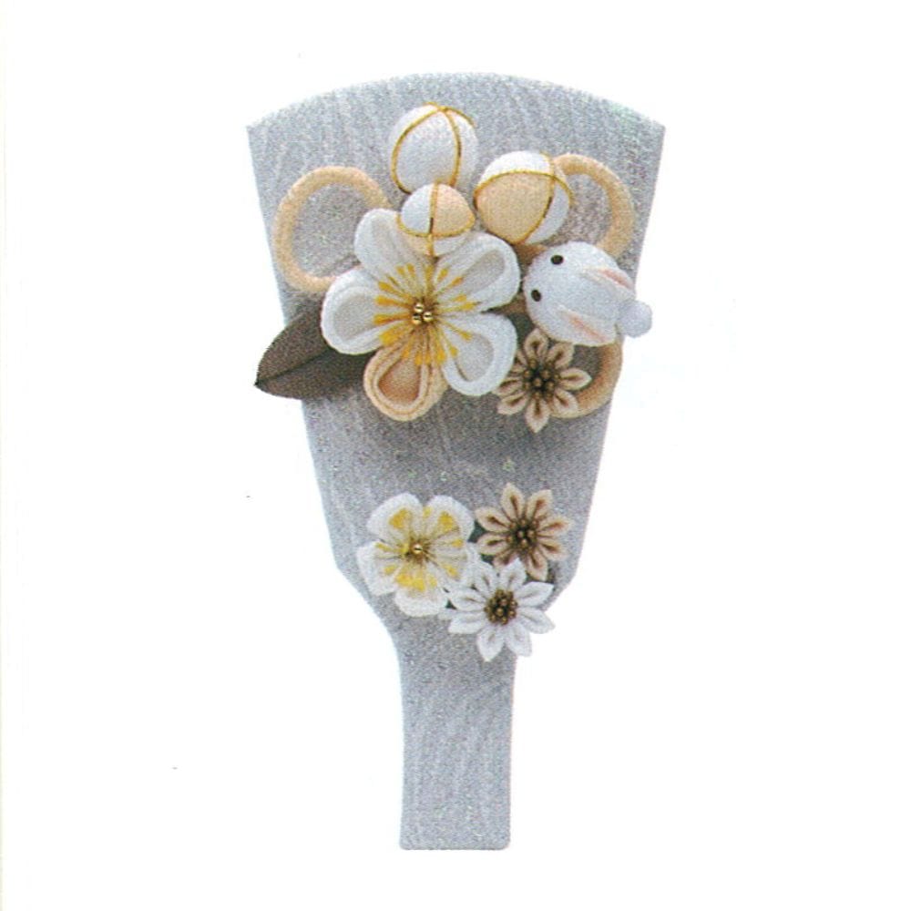 羽子板 宝童作 単品 うさぎカンザシ (ベージュ) 7号 カンザシ2個付