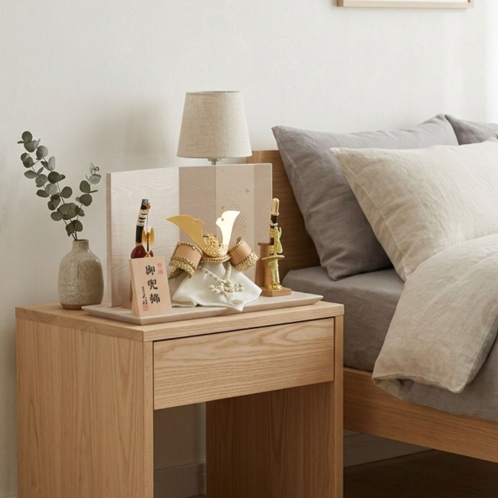 五月人形 兜 兜飾り コンパクト 人気 兜 7号兜 横幅42cm 和紙帯風 おしゃれ モダン インテリア 北欧風 グリーン ゴールド 金 白 初節句 お祝い 男の子 端午の節句 こどもの日