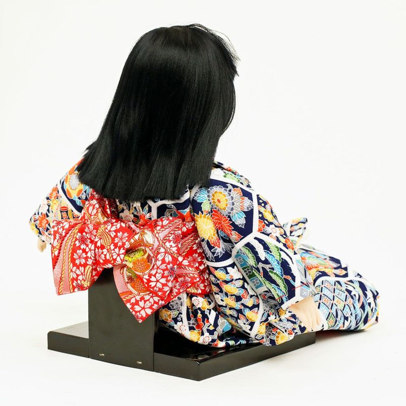 雛人形 公司 お座り市松人形 13号 花柄 横幅35cm