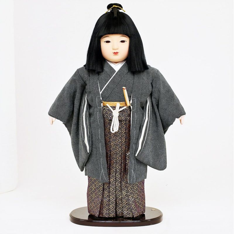 男の子市松人形 雛人形 公司 市松人形 15号 男の子 小紋柄 横幅37cm