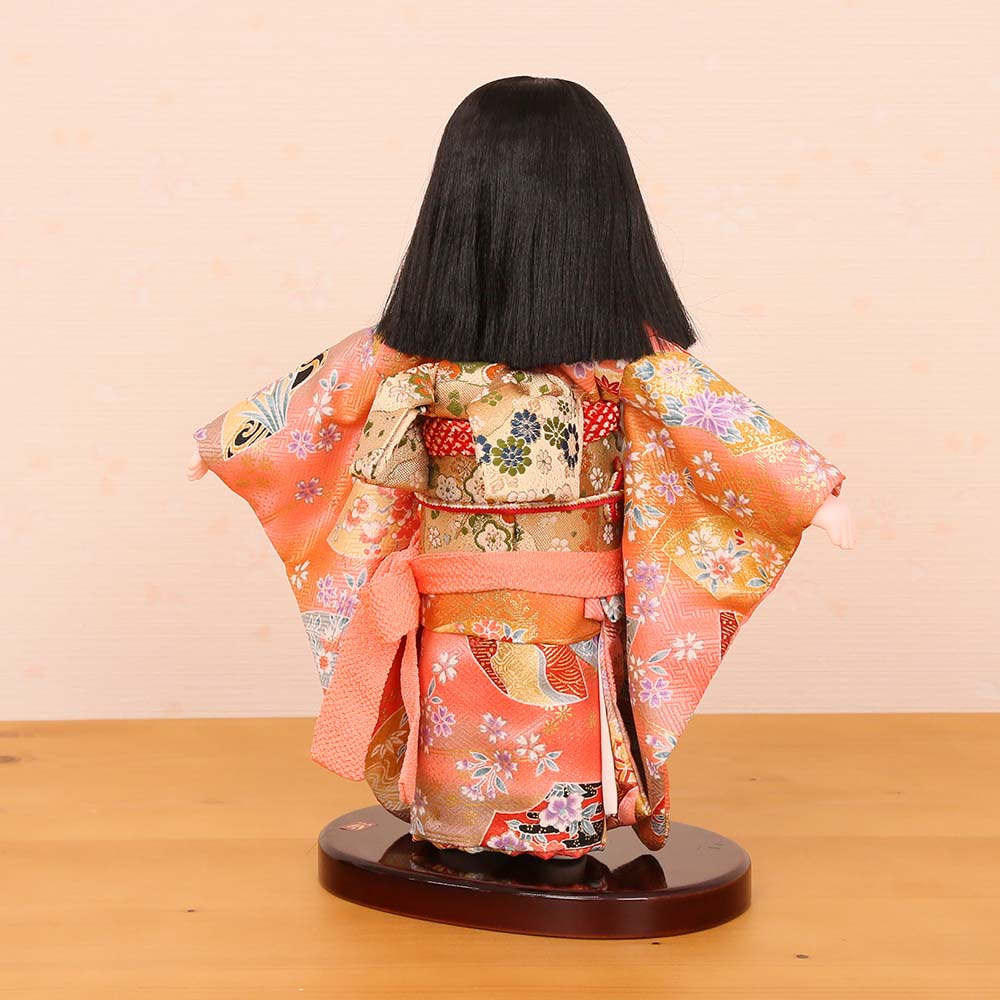 市松人形 公司作 市松人形 齊藤公司作 13号 正絹金彩友禅 刺繍 13j-01a-j