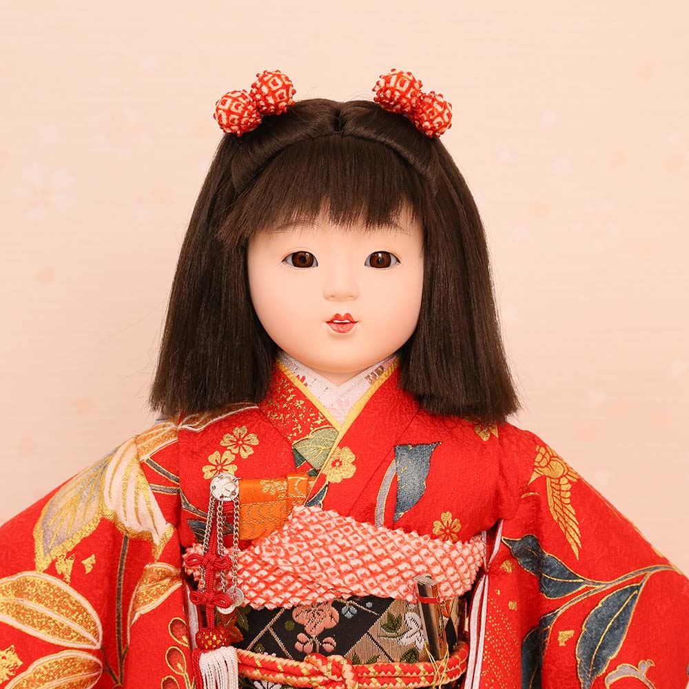 市松人形　正絹着物　作家名あり 市松人形 齊藤公司作 13号 正絹金彩友禅 刺繍 13j-01a-j