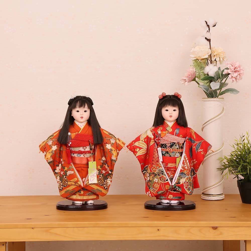 ●新品●敏光作●　市松人形　金彩衣装 市松人形 単品/ケース入り 金彩京友禅 松寿