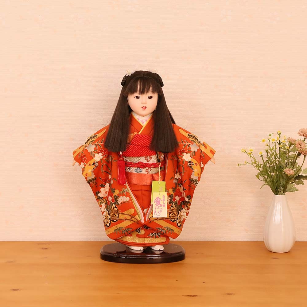 市松人形 齊藤公司作 10号 愛ちゃん 正絹金彩友禅