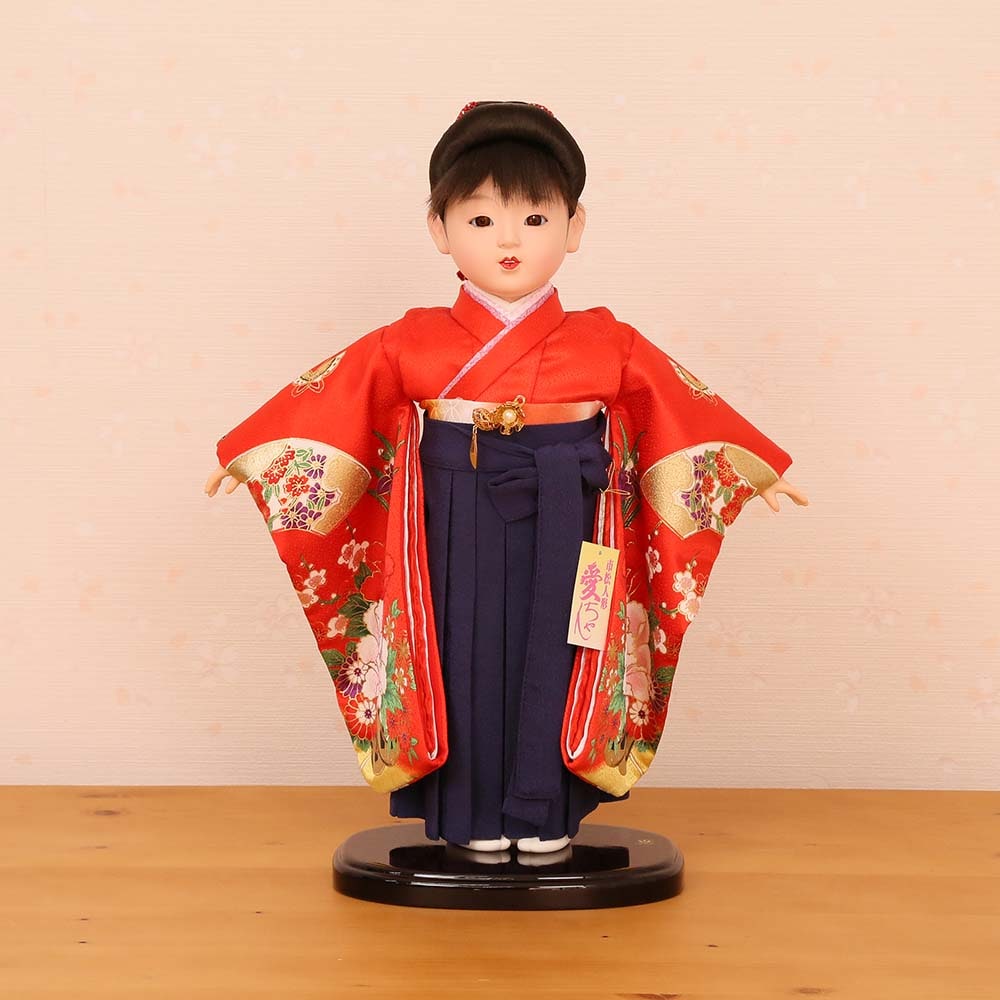 15号　市松人形 市松人形】8号 友禅(赤) 牡丹〈小出松寿作〉[223-030] | すべて