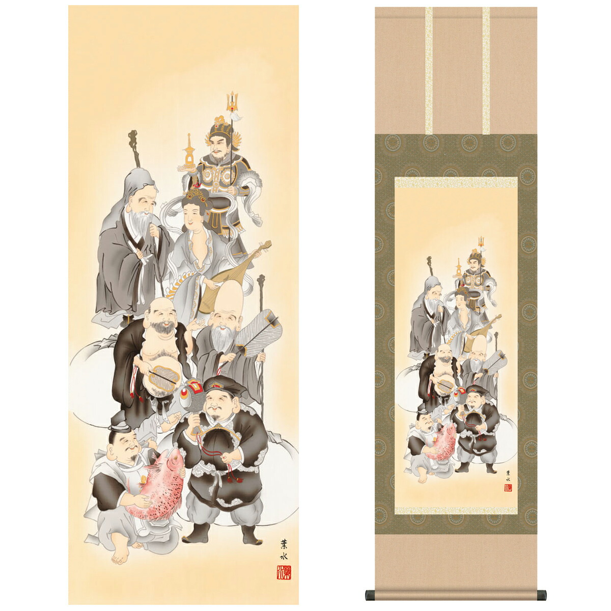 掛け軸 雲鳳 大黒様 七福神 紙本 希少 軸装 茶道具 掛軸 です。 掛け軸 雲鳳 大黒様 七福神 紙本 希少 軸装 茶道具 掛軸 です。