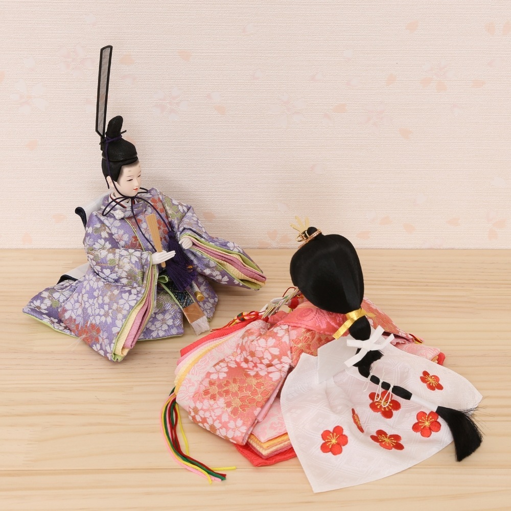 雛人形 コンパクト ひな人形 親王飾り 小芥子親王 市松桜二曲屏風