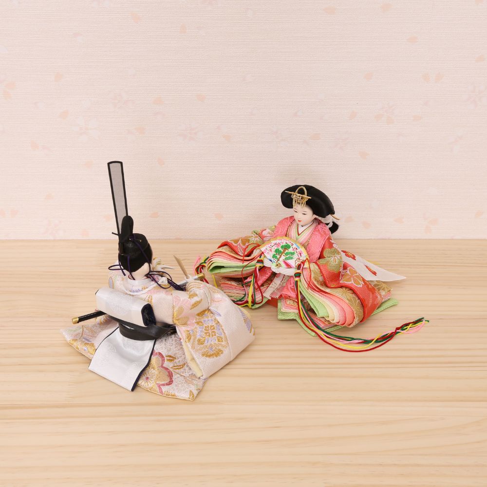 雛人形 コンパクト ひな人形 親王飾り 小芥子親王 市松桜二曲屏風