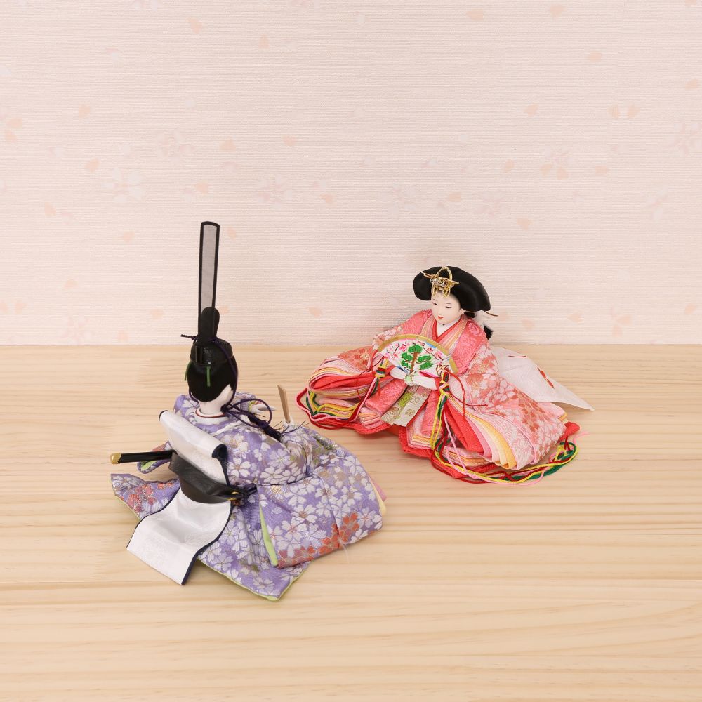 雛人形 コンパクト ひな人形 親王飾り 小芥子親王 市松桜二曲屏風