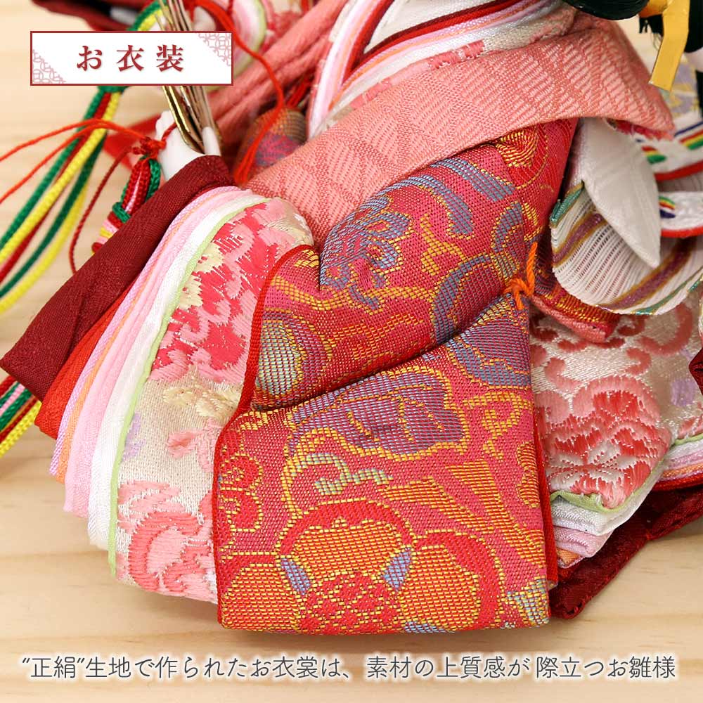 雛人形 平安ひひな 親王飾り 立雛 金銀箔押し桜ピンク屏風 横幅40cm