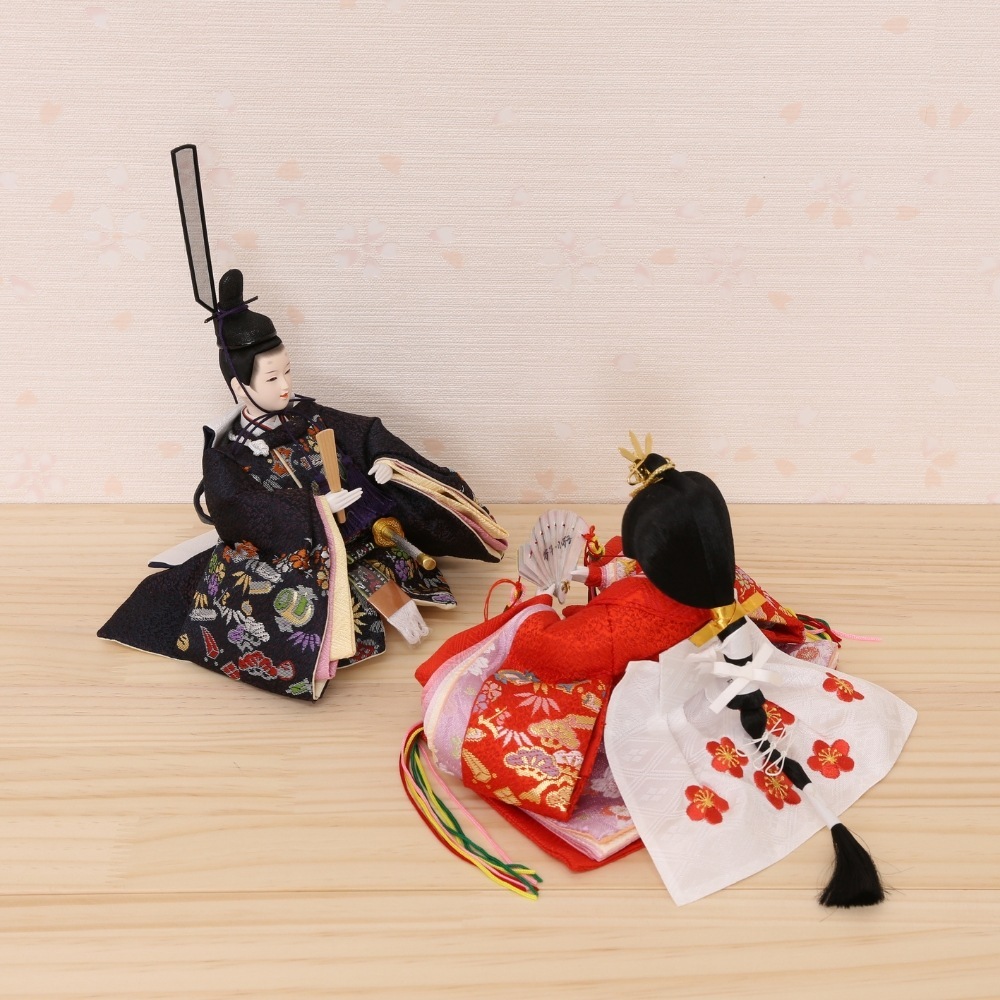 雛人形 コンパクト ひな人形 親王飾り 小芥子親王 市松桜二曲屏風