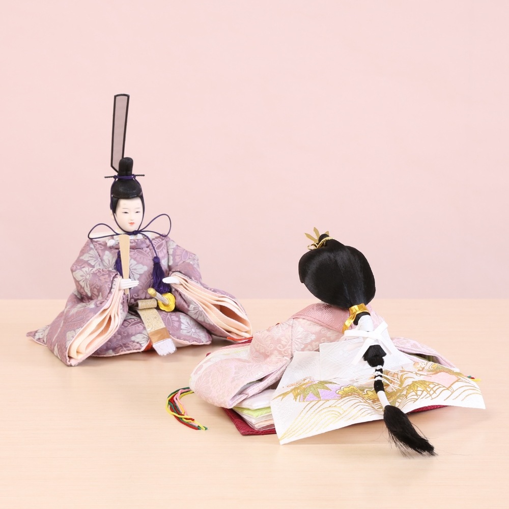 雛人形 コンパクト ひな人形 親王飾り 小芥子親王 市松桜二曲屏風