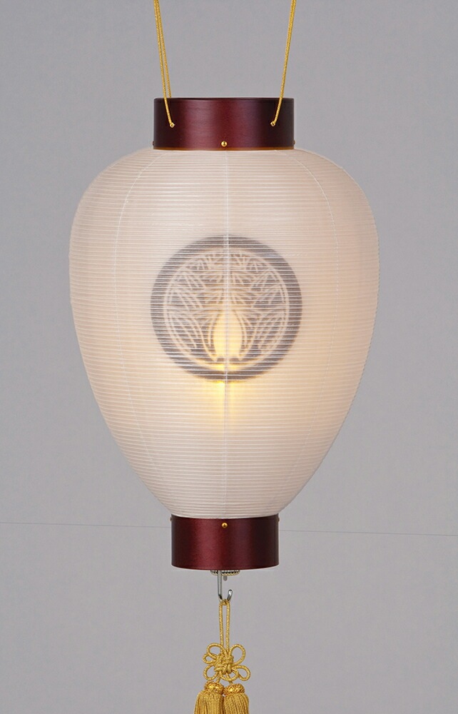 盆提灯 家紋用御所提灯 二重無地 銘木 桜 LED 絹二重 無地 桜突板材