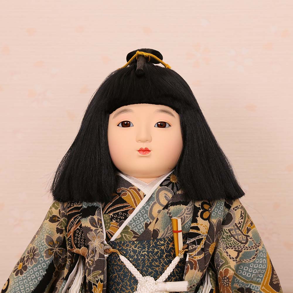 市松人形 齊藤公司作 10号 男の子 お座り ちりめん b10f-06a-j-z