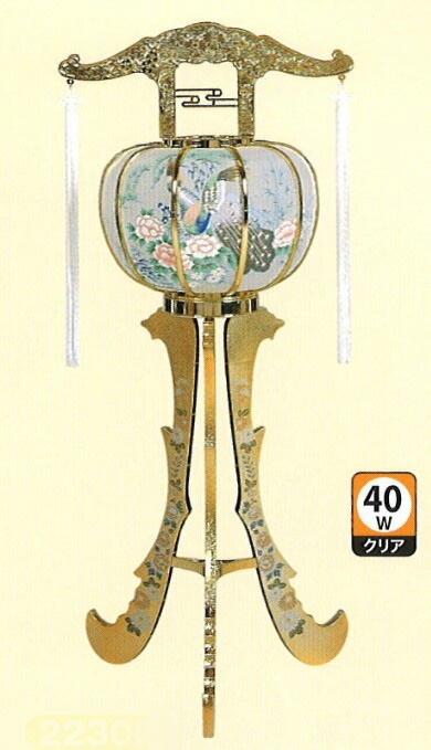 盆提灯 霊前灯 清風3号ゴールド 40Wクリア