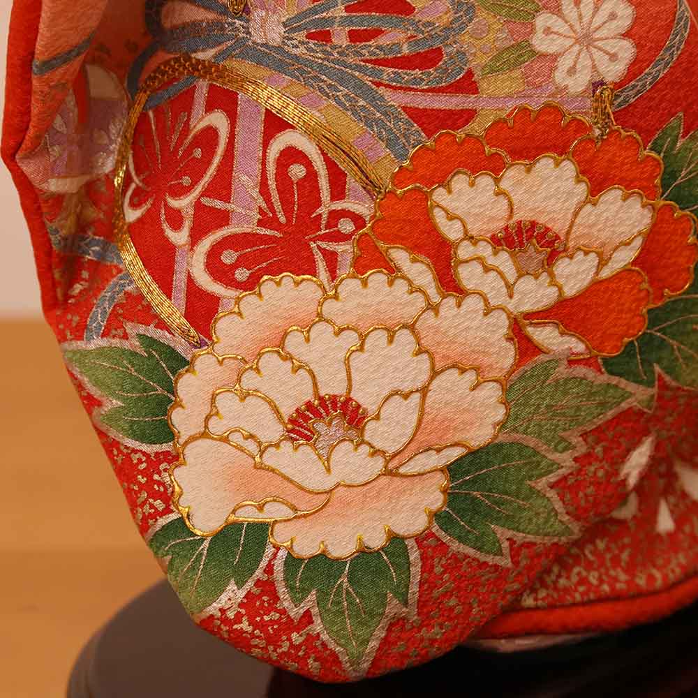 市松人形 赤とオレンジの着物 確認用 戦前 市松人形 オレンジ系 着物 約