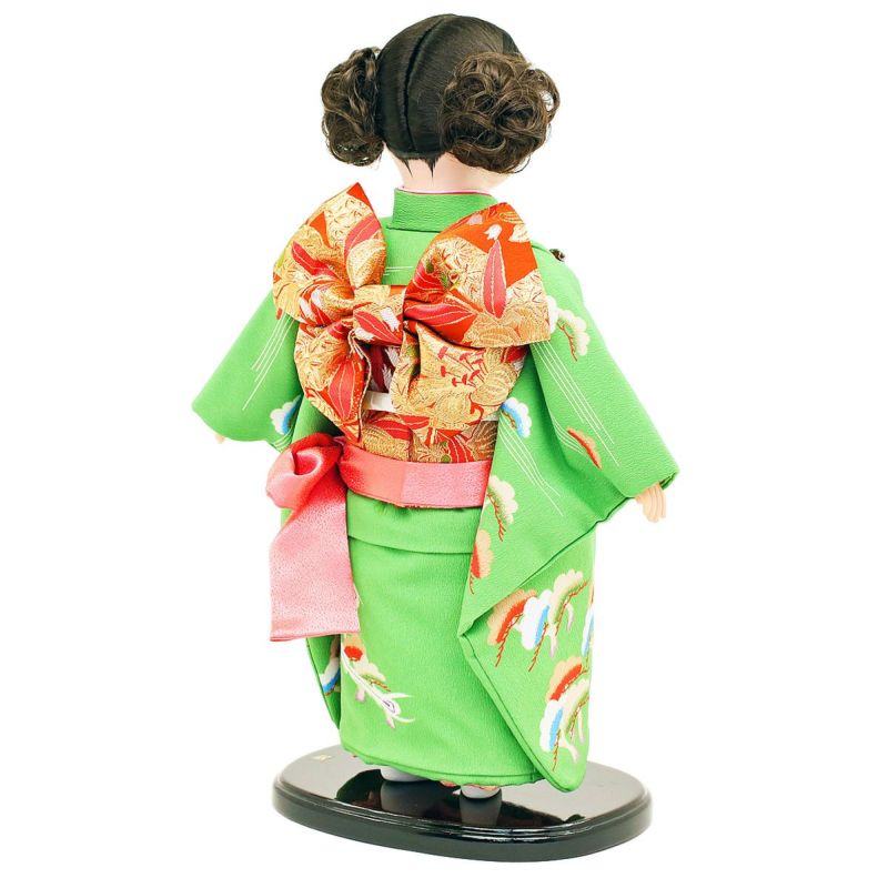 雛人形 公司 市松人形 13号 古典 松柄 ケース入り 横幅42cm