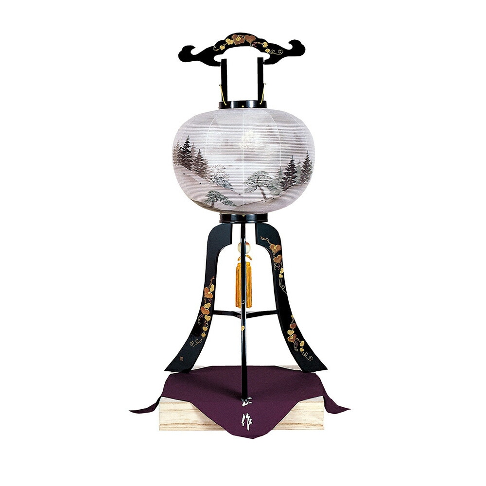 盆提灯 置き提灯 美術工芸灯 本蒔絵 つた高盛蒔絵 30号 40W 絹二