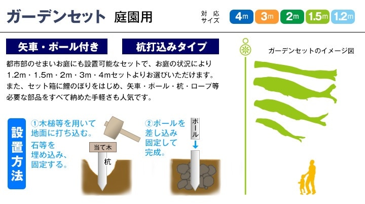 鯉のぼり 庭園用 旭天竜 ゴールド鯉 翔龍付き吹き流し 8点セット